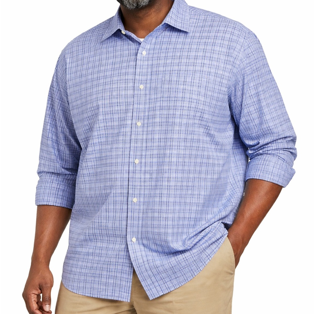 Van Heusen Light Blue Plaid Men's Shirt big and tall size 2xlt